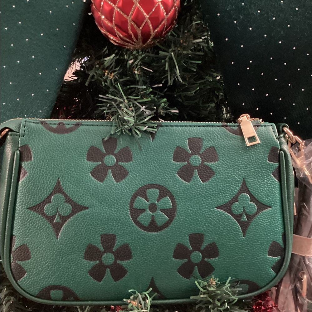 FASHION! Green Floral Patterned Women's Bag - Picture 3 of 4
